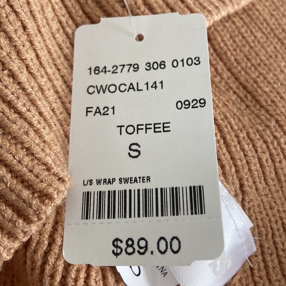 Long Sleeve Wrap Sweater M Boutique - toffee colour size small -new never worn - Picture 6 of 7